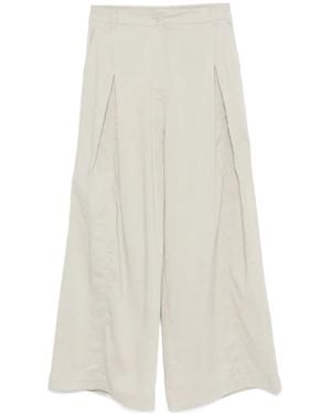 Low Classic Pleated Palazzo Pants - White