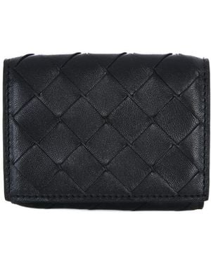 Bottega Veneta Intrecciato Trifold Wallet - Black