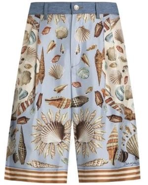 Dolce & Gabbana Cotton-Silk Bermuda Shorts - Blue