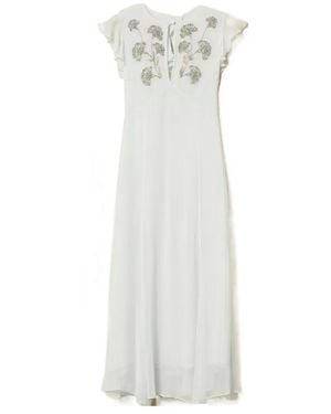 Twinset Bead-Embellished Ruffled Dress - White