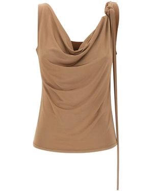 Blumarine Draped Knot-Jersey Top - Brown