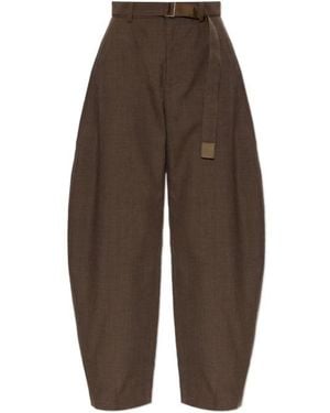 Sacai Casual Trousers With Belt Loops - Brown