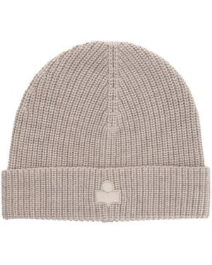 Isabel Marant Logo Embroidered Knit Beanie - Grey