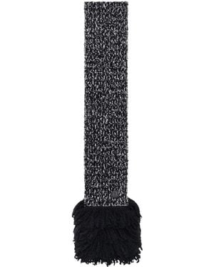 Moncler Fringe-Trim Wool Blend Scarf - Black