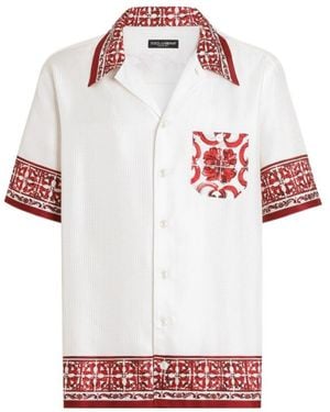Dolce & Gabbana Majolica-Printed Jacquard Hawaii Shirt - White