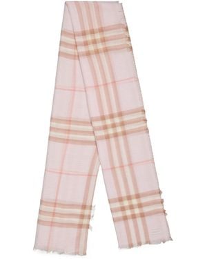 Burberry Minimalist And Versatile Plaid Scarf - Pink