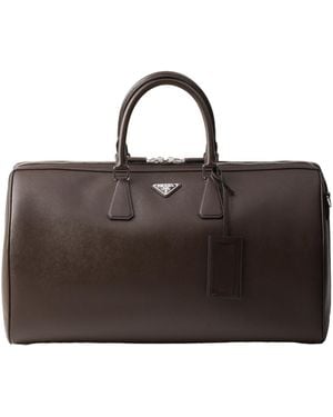 Prada Saffiano Leather Travel Bag - Brown