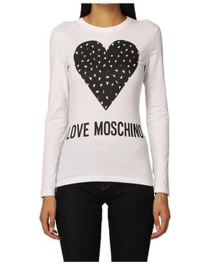 Moschino Long Sleeved Logo Print T-Shirt - White