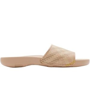 Burberry Dive Check Pattern Slides - Natural