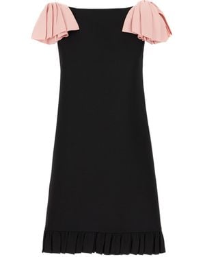 Valentino Crepe Couture Flared Hem Mini Dress - Black