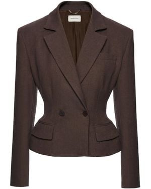 Magda Butrym Fitted Linen Double Breasted Blazer - Brown