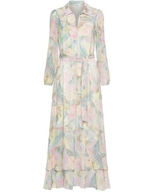 Marella Long Printed Georgette Dress - White