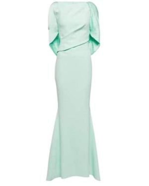 Safiyaa Caped Crêpe Gown - Green