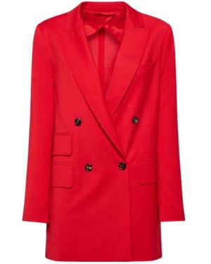 Max Mara Double-Breasted Suit Jacket - Red