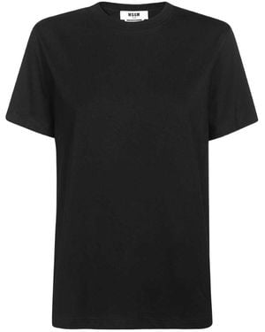 MSGM Back Logo Printed Crewneck T-Shirt - Black