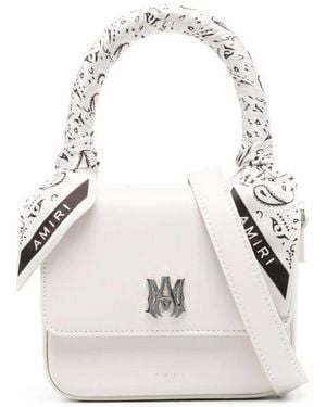 Amiri Bandana Scarf Logo Plaque Mini Tote Bag - White