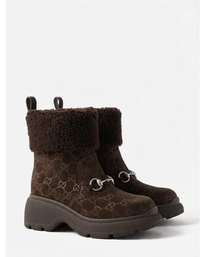 Gucci Lace-Up Ankle Boots - Brown