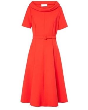 Oscar de la Renta Wool-Blend Midi Dress - Red