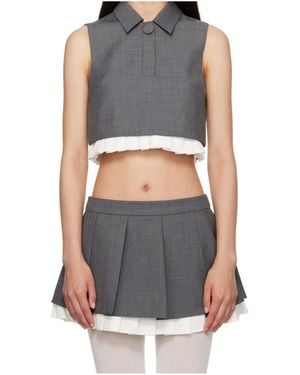 ShuShu/Tong Cropped Sleeveless Top - Grey