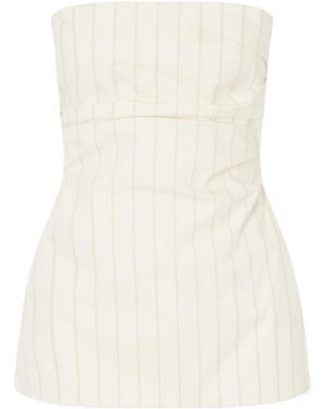 St. Agni Strapless Tie Back Pinstriped Top - White