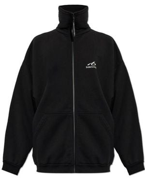 Balenciaga Long-Sleeve Zip-Up Sweatshirt - Black