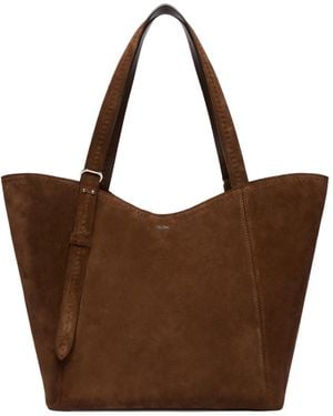 Max Mara Archetipo Logo Plaque Tote Bag - Brown