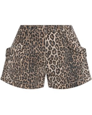 R13 Leopard Printed Pouch Pocket Shorts - Gray