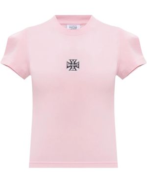 Vetements Biker Cross Logo Front Sleeve T-Shirt - Pink