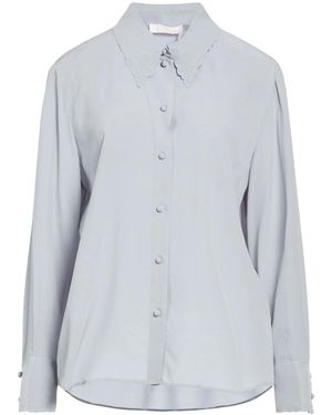 Chloé Embroidered Solid-Color Shir - Blue