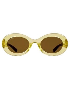 Gucci Oval Frame Sunglasses - Yellow