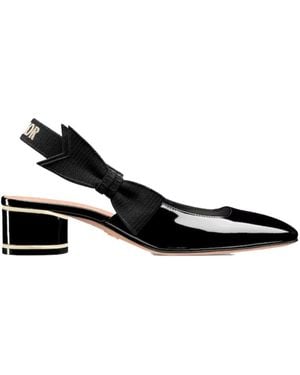 Dior Christian Bow Detailed Slingback Pumps - Black