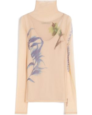 Sportmax Floral Patterned Crewneck Top - Natural