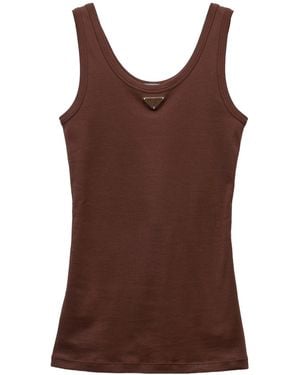 Prada Logo Jersey Tank Top - Brown