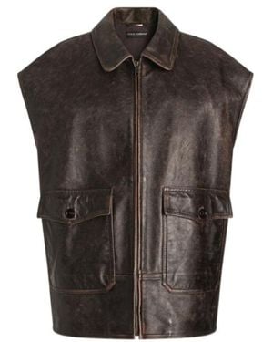 Dolce & Gabbana Zip-Up Vest - Brown