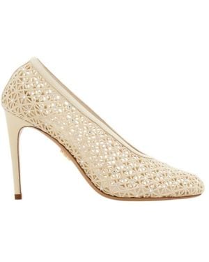 Ferragamo Ferragamo Sol 95 Cutout Heeled Court Shoes - White