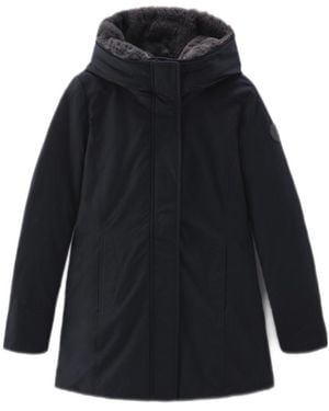 Woolrich Logo-Patch Zip-Up Padded Coat - Blue