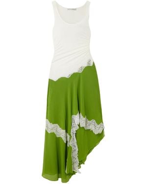 Christopher Esber Asymmetrical Lace-Trimmed Pleated Dress - Green