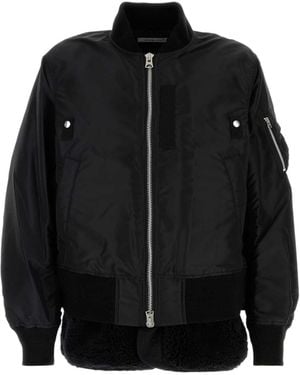 Sacai Buttoned Long-Sleeved Bomber Jacket - Black