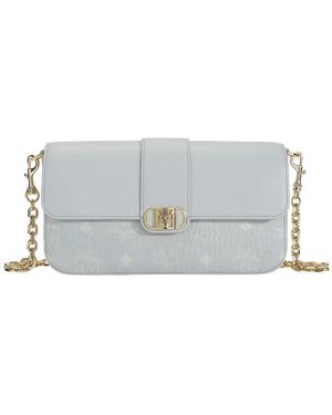 MCM Logo Buckle Shoulder Bag - Grey