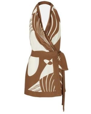 SIR. Almara Printed Silk Wrap Dress - Natural