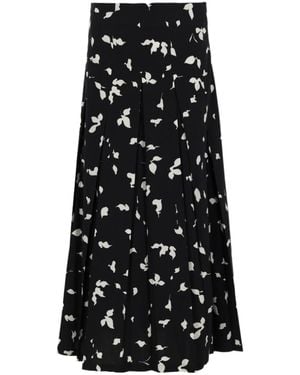 Alysi Abstract Print Midi Skirt - Black