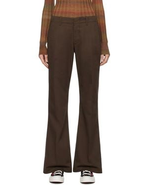 RE/DONE Pressed-Crease Cotton-Blend Flared Pants - Brown