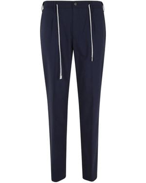 Eleventy Drawstring Tapered Leg Trousers - Blue