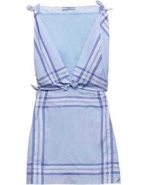 Prada Printed Cotton Mini-Dress - Blue