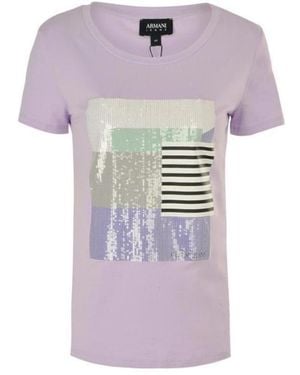 Armani Jeans Round-Necked Casual T-Shirt - Purple