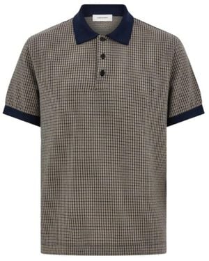 Ferragamo Short Sleeve Micro Check Polo - Gray