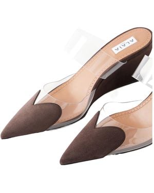 Alaïa Alaïa Le Coeur Wedge Mules - Brown