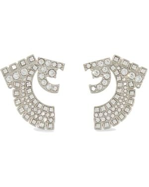 Ferragamo Ferragamo Deconstructed Gancio Stud Embellished Earrings - Metallic