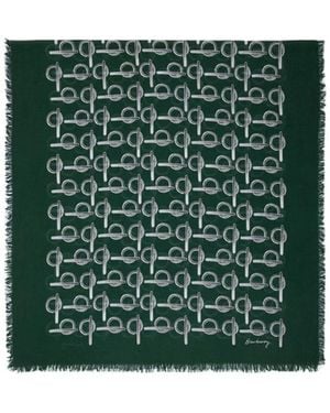 Burberry B Print Frayed Edge Scarf - Green