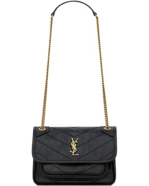 Saint Laurent Niki Foldover Top Mini Shoulder Bag - White